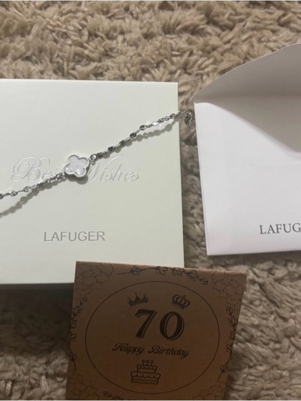 Silver Clover Link Bracelet - White Accent